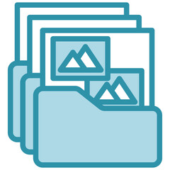 Image Media dual tone blue color mini illustration icon, use for journalist, broadcasting, news and media UI, UX kit, app and web development, digital or print.