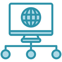 Network dual tone blue color mini illustration icon, use for journalist, broadcasting, news and media UI, UX kit, app and web development, digital or print.
