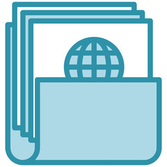 Issue Folder dual tone blue color mini illustration icon, use for journalist, broadcasting, news and media UI, UX kit, app and web development, digital or print.