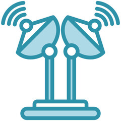 Radio Wave dual tone blue color mini illustration icon, use for journalist, broadcasting, news and media UI, UX kit, app and web development, digital or print.