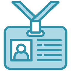 Press Badge dual tone blue color mini illustration icon, use for journalist, broadcasting, news and media UI, UX kit, app and web development, digital or print.