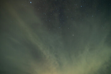 Beautiful night sky background, with long exposure clouds, starry sky




