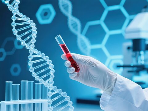 modern medical laboratory background doctor conducts experiments with blood samples