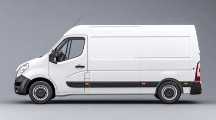White delivery van with no branding on a neutral gray background.