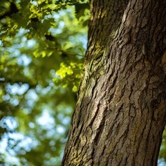 Obraz premium Sunlit tree bark close up in nature