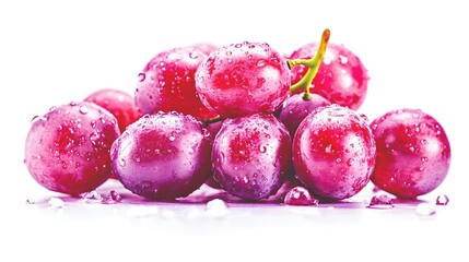 Red grapes, dewy, cluster, studio, white background, food