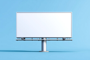 Obraz premium Large empty billboard with metal frame structure on a blue background.