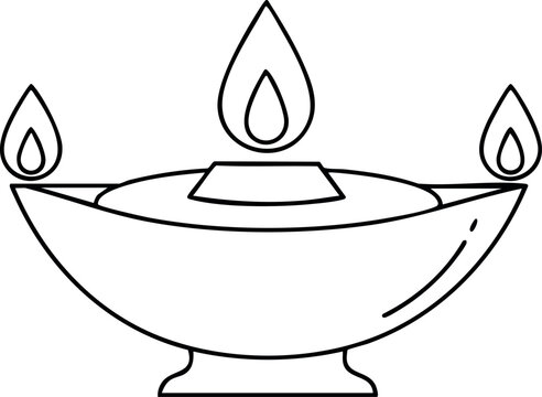 black diya lamp with flames clip art preview