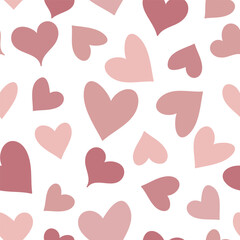 Seamless pattern with hearts. Vector illustration on white background. Valentine pattern. It can be used for wallpapers, cards, wrapping, patterns for clothes and other.