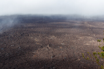 Caldera of the Sierra Negra volcano with lava flows on Galapagos isabela island