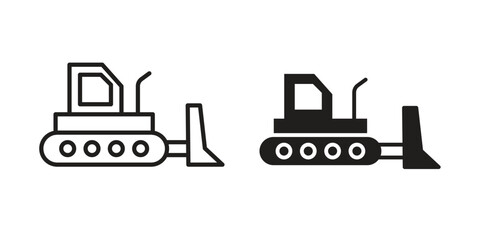 Bulldozer icon pack. Flat Vector Icon Design Element.