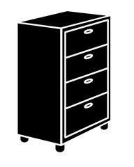 Chest of drawers, storage furniture silhouette - vector silhouette image for logo, pictogram or stencil. Bedside table, chest of drawers silhouette