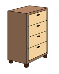 Chest of drawers, storage furniture - vector full color picture. Bedside table, chest of drawers