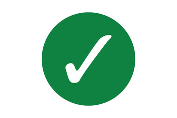 White right tick check mark icon vector on green circle over white background. flat style. tick icon for web site design, logo, app, UI design
