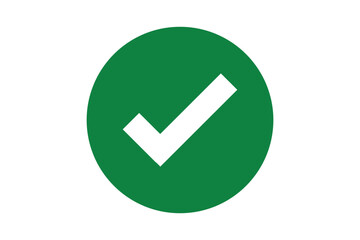 White right tick check mark icon vector on green circle over white background. flat style. tick icon for web site design, logo, app, UI design