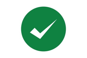 White right tick check mark icon vector on green circle over white background. flat style. tick icon for web site design, logo, app, UI design