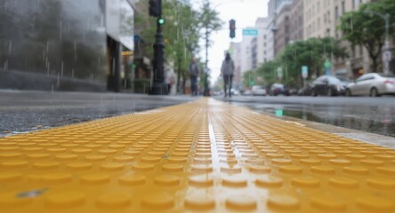 Rainy City Street Tactile Paving Detail