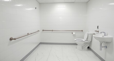 Accessible Bathroom Interior Design with Grab Bars and Toilet