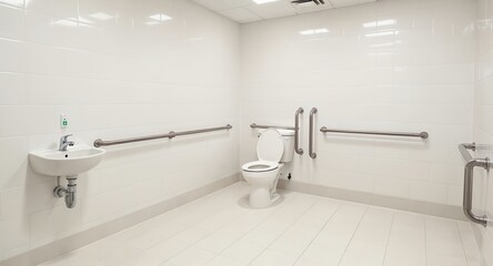 Accessible Bathroom Interior Design with Grab Bars and Toilet