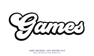 Games text effect editable. Editable Sticker text effect vector