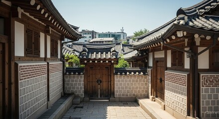 Obraz premium Traditional Asian Architecture Courtyard Scene
