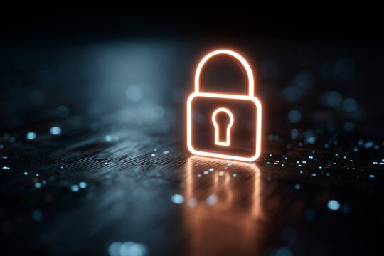 Cyber security padlock for digital data protection and secure login