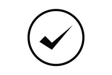 Black check mark icon vector on white round circle black border file type flat style tick icon for web site design, logo, app, UI design