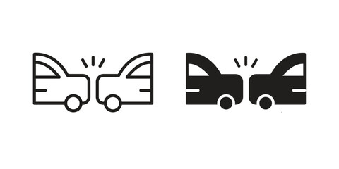 Rear end collision icon pack. Flat Vector Icon Design Element.