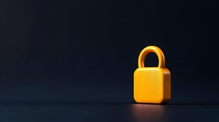 Golden padlock security icon dark background