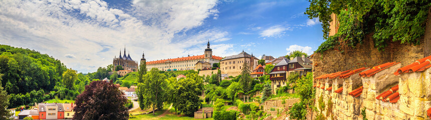 Cityscape, panorama, banner - view of the Saint Barbara's Church and the Jesuit College in the town...