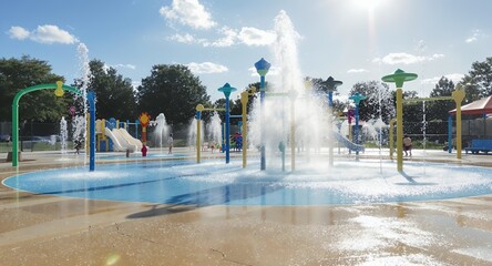 Kids Splash Pad Water Park Fun Summer Day Outdoor Activities