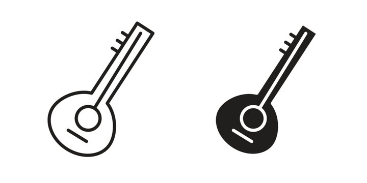Sitar icon pack. Flat Vector Icon Design Element.