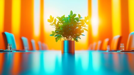 Plant, conference room, sunrise, growth, meeting