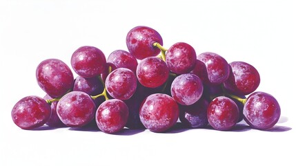 Red grapes cluster studio shot, white background, food photography
