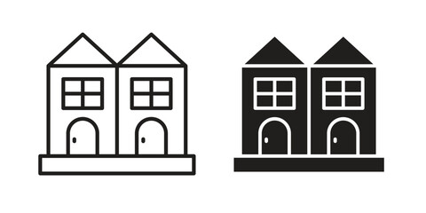 Terraced Houses icon pack. Flat Vector Icon Design Element.