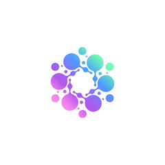 molecule, floral neuron, plasma circular vector. pharma, clinic logo, abstract, biotech atom, nano, sparkling water.