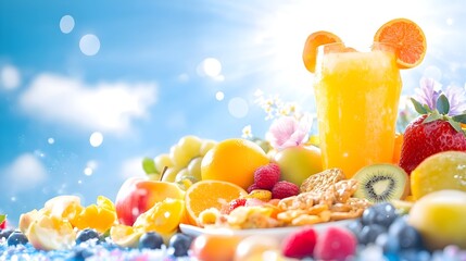 Sunny Day Fruit Juice Breakfast