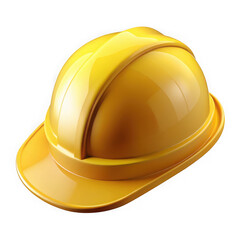 Fototapeta premium Shiny yellow hard hat safety helmet for construction workers isolated on transparent background