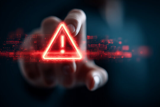 Cybersecurity warning alert on virtual interface digital risk