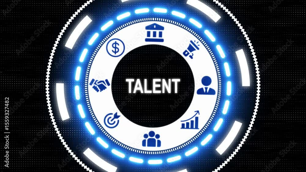Poster business talent button on a clear projection screen background. abstract holographic advanced hud ci