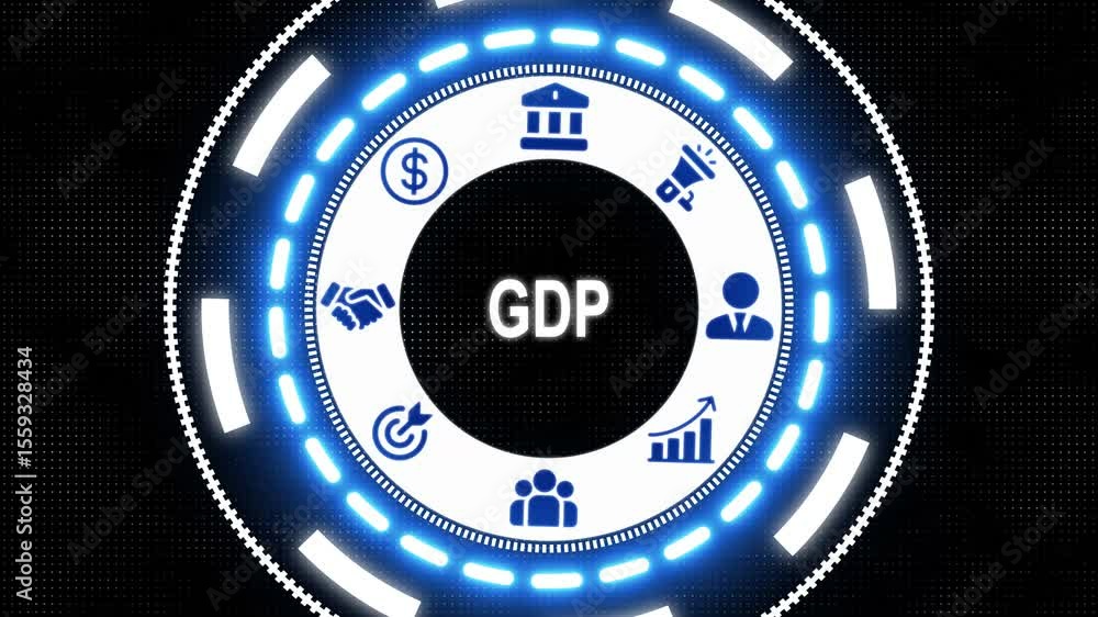 Poster a gdp business concept button on a futuristic computer screen business, technology, internet and net