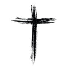 Christian cross vector. Black blotted cross. Vector illustration