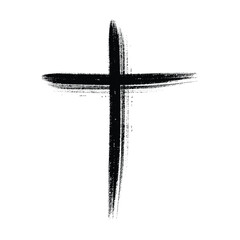 Christian cross vector. Black blotted cross. Vector illustration