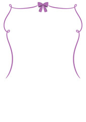 Simple hand-drawn ribbon frame with a bow on top, perfect for journaling, scrapbooking, planner, card, and digital decor. Minimal and elegant lilac light purple pastel