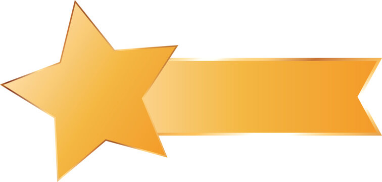 long gold colored ribbon banner with gold frame and star shape gold banner