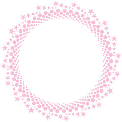 round vector frame with stars - pink colored circle banner