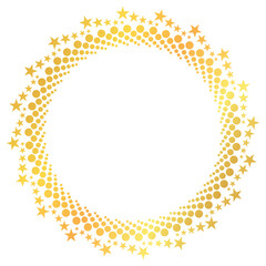 round vector frame with stars - gold colored circle banner