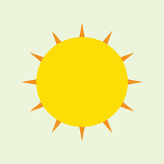 Sun icon. Illustration of a yellow sun with orange rays. The glow of sunlight envelops the sun. Design elements of illustrations about nature