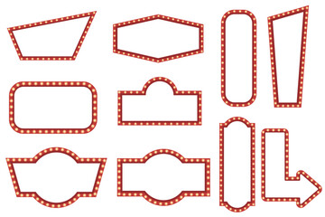 Classic Marquee Light Shapes Vector Sign Templates with Bulbs