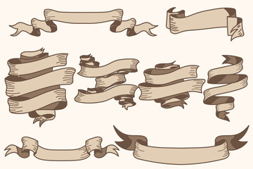 Vintage Hand Drawn ribbon Flag Or Banner Element For Book or Other Old Looking